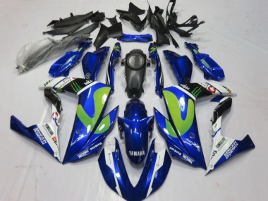 Blau Weiß Schwarz Grün Monster 2015-2018 Yamaha YZF R3/R25 Motorrad Verkleidung