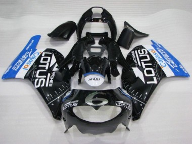 Glänzendes Schwarz Weiß Blau Lotus 1995-1997 Aprilia RS250 Motorrad Verkleidung