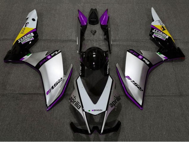 Silber Schwarz Lila Gelb 2009-2015 Aprilia RSV4 1000 Motorrad Verkleidung