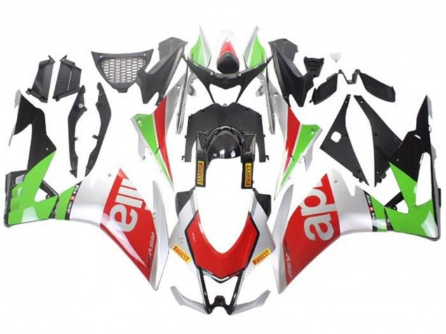 Silber Rot Grün 2009-2015 Aprilia RSV4 1000 Motorrad Verkleidung