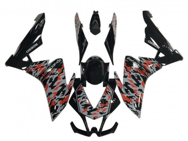 Schwarz Grau Rot Camouflage 2009-2015 Aprilia RSV4 1000 Motorrad Verkleidung