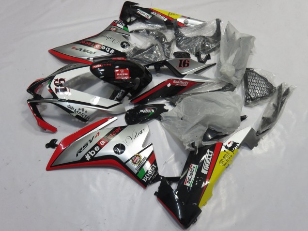 Silber Rot Schwarz Gelb 2009-2015 Aprilia RSV4 1000 Motorrad Verkleidung