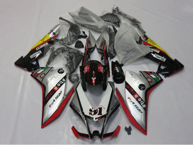 Silber Rot Schwarz Gelb 2009-2015 Aprilia RSV4 1000 Motorrad Verkleidung