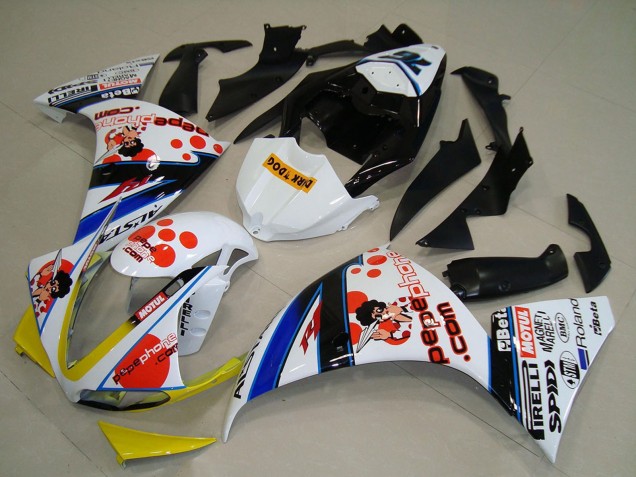 Weiß Rot Gelb Schwarz Pepe Phone Dunkel Dog 2009-2011 Yamaha YZF R1 Motorrad Verkleidung