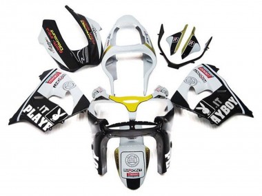Weiß Schwarz Gelb Playboy 2002-2003 Kawasaki ZX9R Motorrad Verkleidung