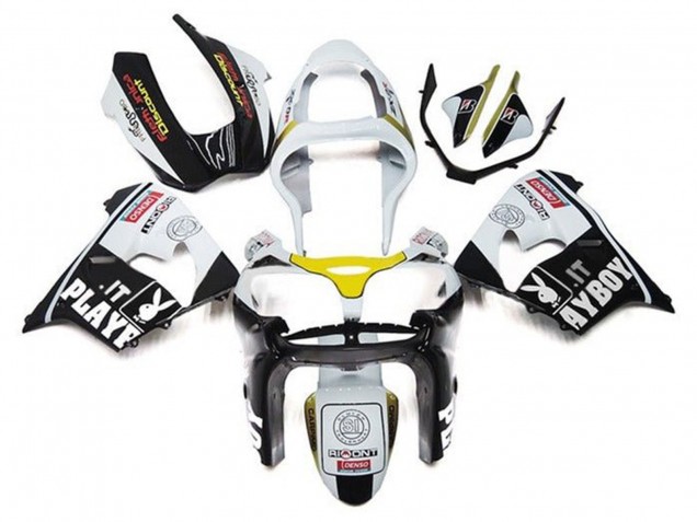 Weiß Schwarz Gelb Playboy 2002-2003 Kawasaki ZX9R Motorrad Verkleidung