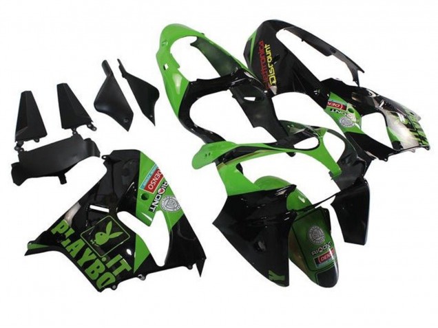 Grün Schwarz Playboy 2002-2003 Kawasaki ZX9R Motorrad Verkleidung