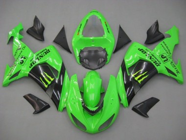 Grün Glänzendes Schwarz Monster Dunlop 2006-2007 Kawasaki ZX10R Motorrad Verkleidung
