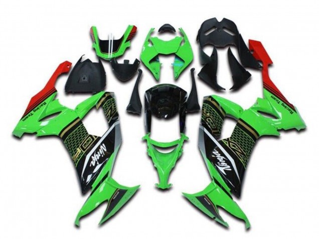 Grün Schwarz Rot Weiß Bienenwabe 2008-2010 Kawasaki ZX10R Motorrad Verkleidung