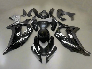 Glänzendes Schwarz Weiß Streifen 2016-2020 Kawasaki ZX10R Motorrad Verkleidung