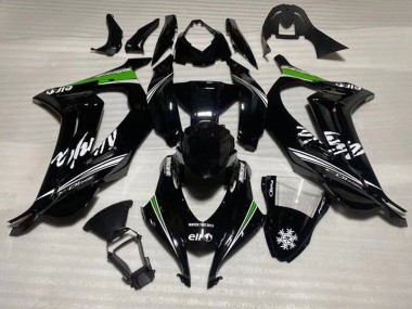 Glänzendes Schwarz Weiß Grün Streifen Schnee 2016-2020 Kawasaki ZX10R Motorrad Verkleidung