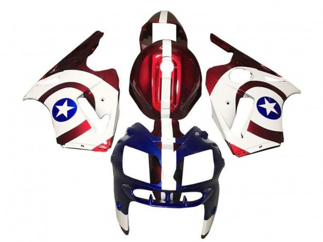 Bonbon Rot Weiß Blau Captain America 2000-2001 Kawasaki ZX12R Motorrad Verkleidung