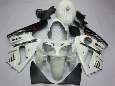 Perl Weiß Schwarz Elf Monster Energy 2000-2001 Kawasaki ZX12R Motorrad Verkleidung