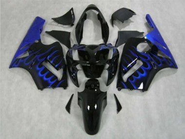 Glänzendes Schwarz Blau Flamme 2002-2006 Kawasaki ZX12R Motorrad Verkleidung