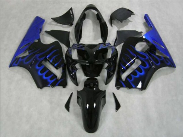 Glänzendes Schwarz Blau Flamme 2002-2006 Kawasaki ZX12R Motorrad Verkleidung