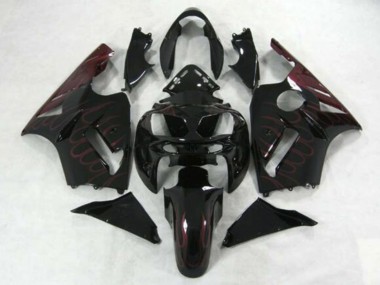 Glänzendes Schwarz Burgundy Flamme 2002-2006 Kawasaki ZX12R Motorrad Verkleidung