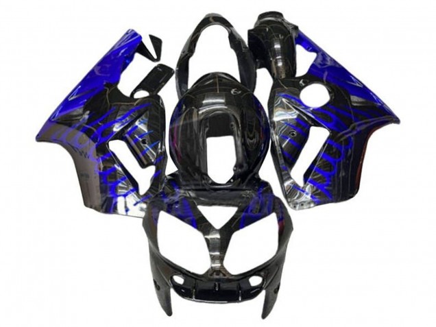 Glänzendes Schwarz Blau Flamme 2002-2006 Kawasaki ZX12R Motorrad Verkleidung