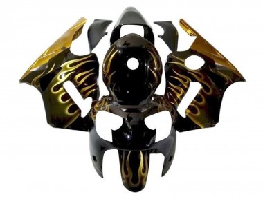 Glänzendes Schwarz Gold Flamme 2002-2006 Kawasaki ZX12R Motorrad Verkleidung