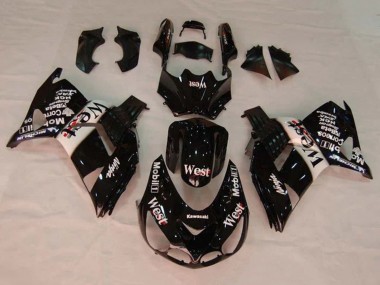 Glänzendes Schwarz Weiß West 2006-2011 Kawasaki ZX14R ZZR1400 Motorrad Verkleidung
