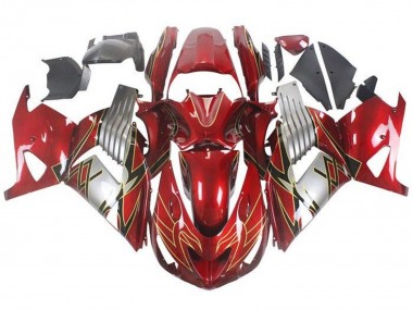 Rot Silber Schwarz Gold 2006-2011 Kawasaki ZX14R ZZR1400 Motorrad Verkleidung