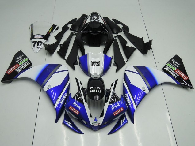 Weiß Blau Glänzendes Schwarz Volvo Fimer Yamalube 2012-2014 Yamaha YZF R1 Motorrad Verkleidung