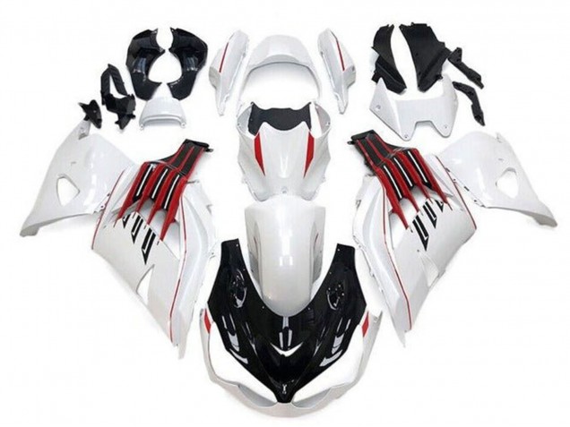 Weiß Schwarz Rot Streifen 2012-2024 Kawasaki ZX14R ZZR1400 Motorrad Verkleidung
