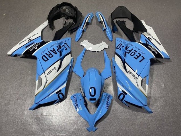 Weiß Blau Schwarz Leopard 2013-2024 Kawasaki EX300 Motorrad Verkleidung