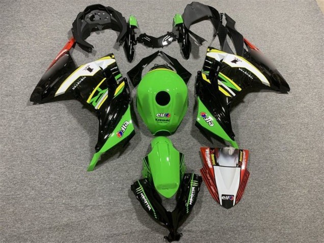Grün Schwarz Weiß Gelb Rot 2013-2024 Kawasaki EX300 Motorrad Verkleidung