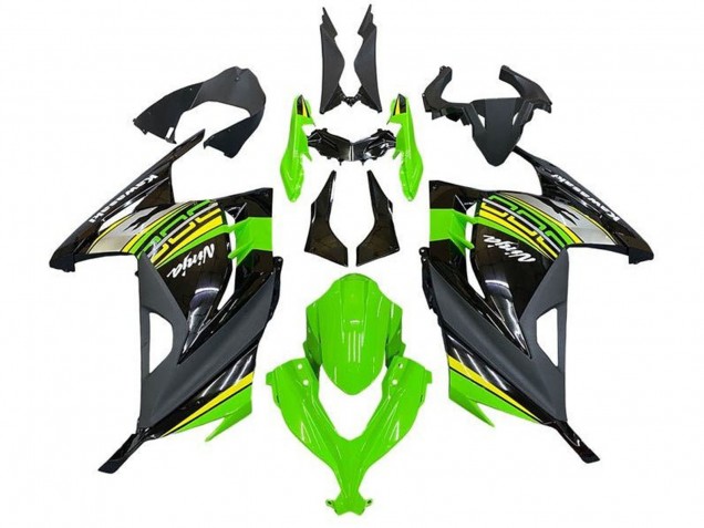 Grün Schwarz Silber Gelb 2013-2024 Kawasaki EX300 Motorrad Verkleidung