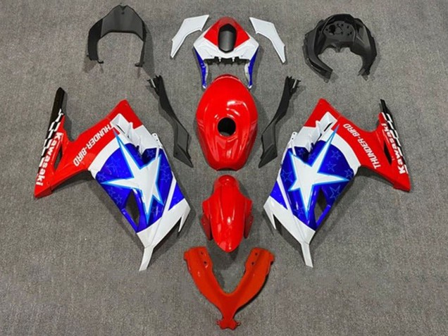 Weiß Rot Blau Stern Captain America 2013-2024 Kawasaki EX300 Motorrad Verkleidung