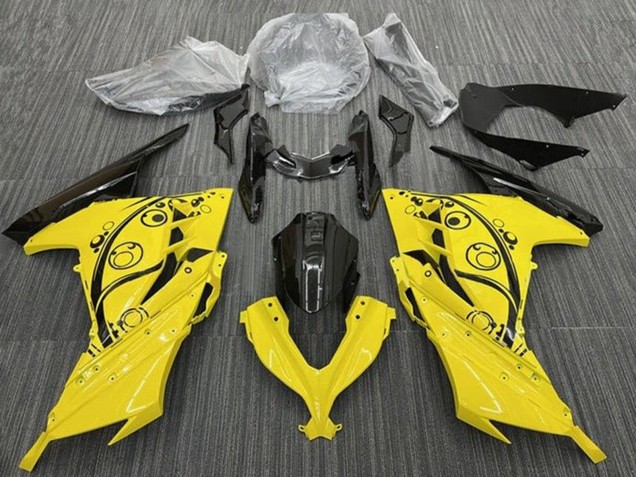 Gelb Schwarz Kreiss 2013-2024 Kawasaki EX300 Motorrad Verkleidung