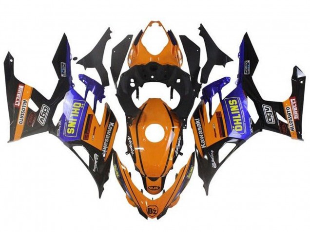 Orange Schwarz Blau Gelb OHLINS 2018-2024 Kawasaki Ninja 400 Motorrad Verkleidung