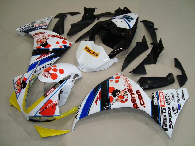 Weiß Orange Gelb Blau Schwarz Pepe Phone 2012-2014 Yamaha YZF R1 Motorrad Verkleidung