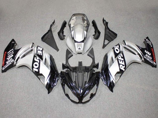 Silber Schwarz Repsol 2012-2016 Kawasaki Ninja 650 EX650 Motorrad Verkleidung