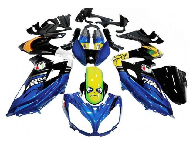 Blau Gelb Hai 2012-2016 Kawasaki Ninja 650 EX650 Motorrad Verkleidung
