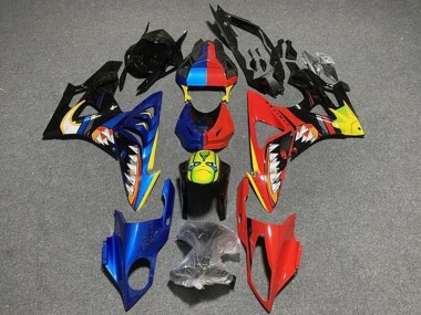 Blau Rot Gelb Schwarz Hai 2009-2014 BMW S1000RR Motorrad Verkleidung