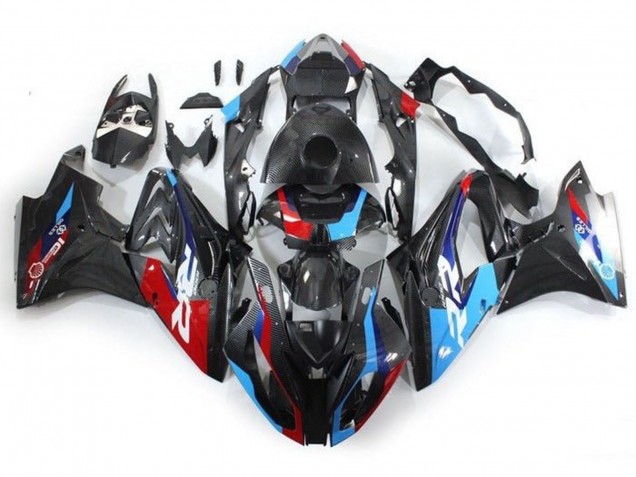 Blau Rot Kunst Carbonfaser 2017-2018 BMW S1000RR Motorrad Verkleidung
