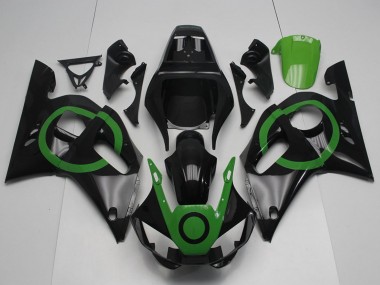 Glänzendes Schwarz Grün Kreis 1998-2002 Yamaha YZF R6 Motorrad Verkleidung