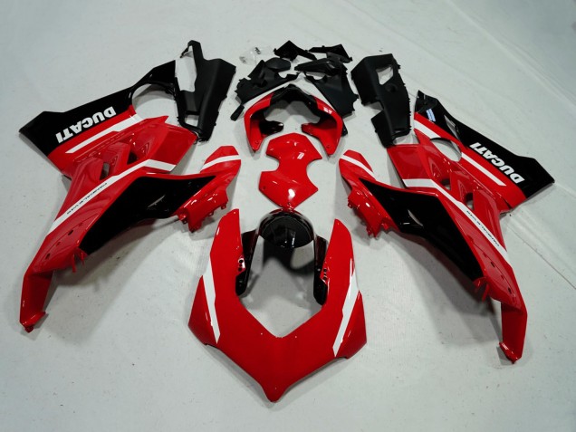 Rot Weiß Glänzendes Schwarz Streifen 2020-2021 Ducati Panigale V4 V4S Motorrad Verkleidung