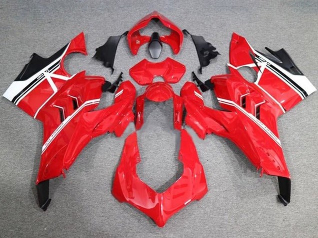 Weiß Rot Glänzendes Schwarz Streifen 2020-2021 Ducati Panigale V4 V4S Motorrad Verkleidung