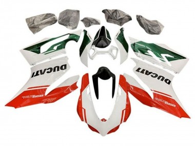 Weiß Grün Rot Streifen 2011-2014 Ducati Panigale 899 Motorrad Verkleidung