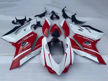 Weiß Rot Glänzendes Schwarz 2011-2014 Ducati Panigale 1199 Motorrad Verkleidung