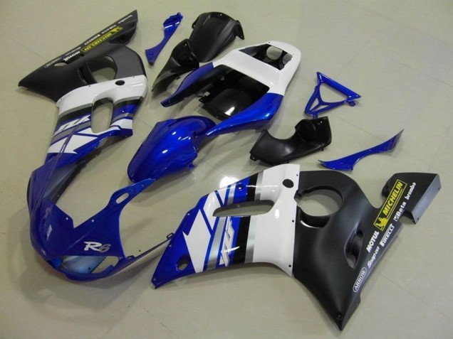 Weiß Blau Matt Schwarz Motul Michelin 1998-2002 Yamaha YZF R6 Motorrad Verkleidung