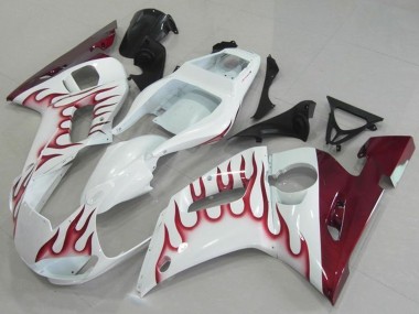 Weiß Rot Flamme 1998-2002 Yamaha YZF R6 Motorrad Verkleidung