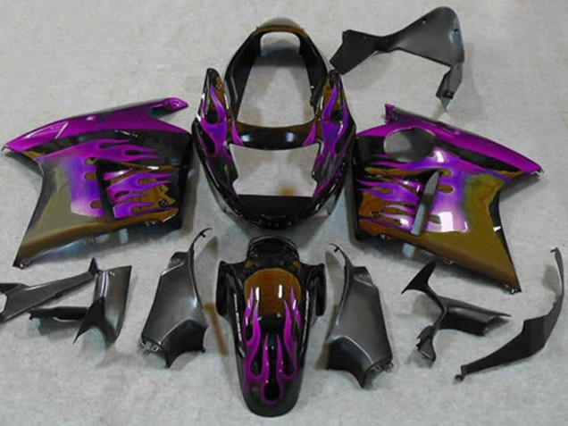 Glänzendes Schwarz Lila Flamme 1996-2007 Honda CBR1100XX Blackbird Motorrad Verkleidung