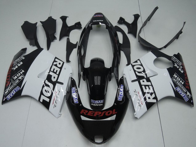 Glänzendes Schwarz Weiß Rot Repsol 1996-2007 Honda CBR1100XX Blackbird Motorrad Verkleidung