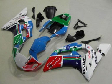 Weiß Blau Grün Rot Fiat Motul Michelin Dunlop 1998-2002 Yamaha YZF R6 Motorrad Verkleidung