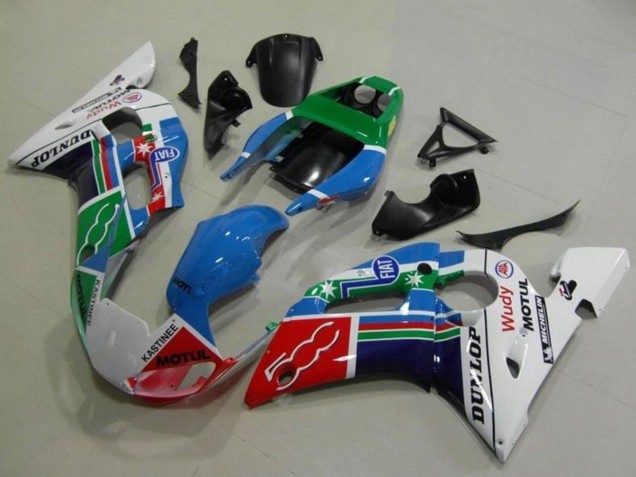 Weiß Blau Grün Rot Fiat Motul Michelin Dunlop 1998-2002 Yamaha YZF R6 Motorrad Verkleidung