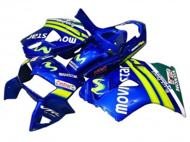 Blau Grün Weiß MoviStar Castrol HRC Schwarz Prince 1998-2001 Honda VFR 800 Motorrad Verkleidung