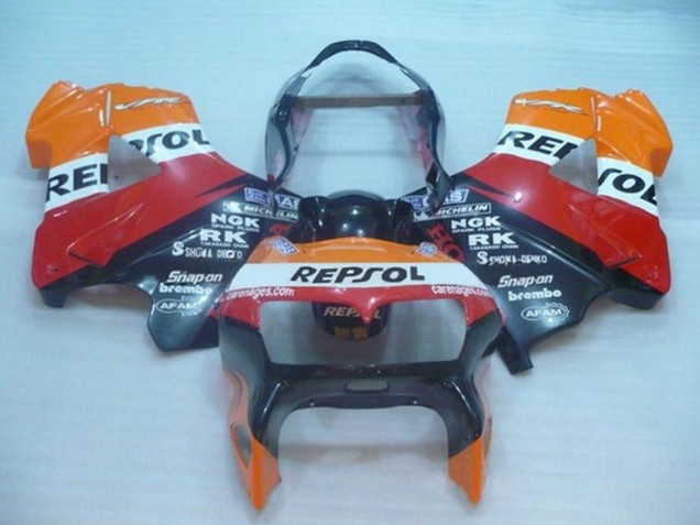Orange Weiß Rot Schwarz Repsol 1998-2001 Honda VFR 800 Motorrad Verkleidung